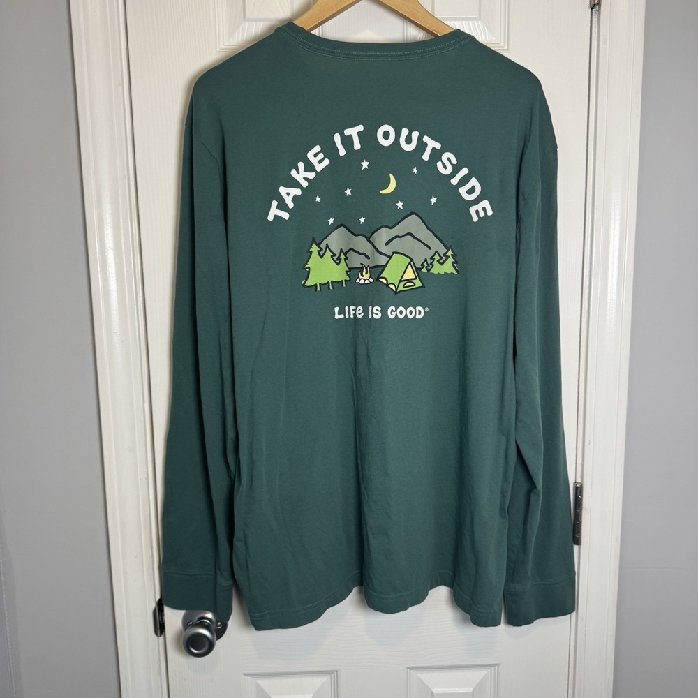 Life Is Good Mens Green Long Sleeve TShirt "Take‎ It Outside" XL - Picture 5 of 9